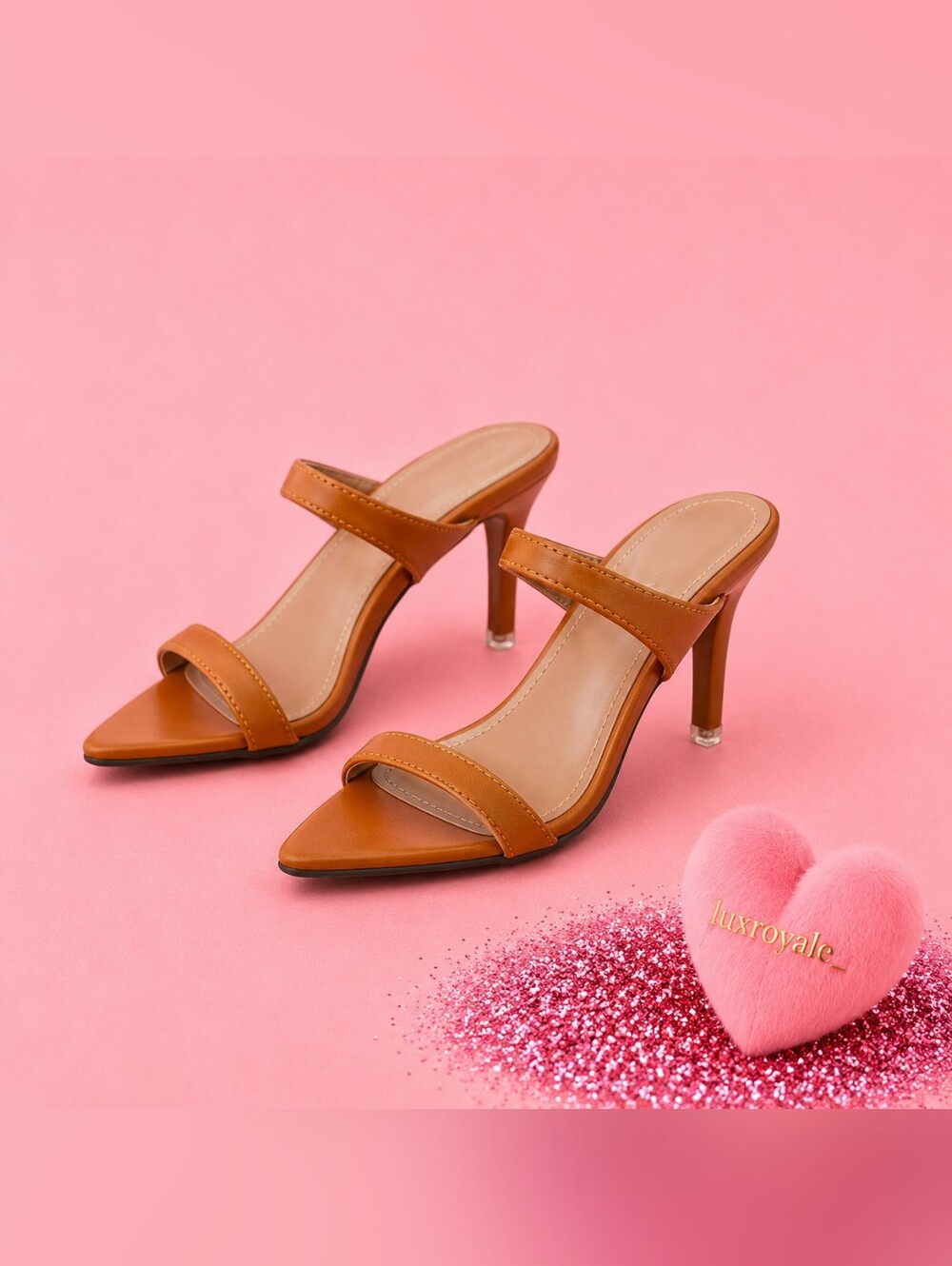 Tan Strappy Mule Heels | Square Toe Stiletto | 3.7” Heel | NWT